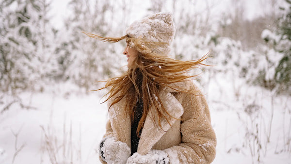 Woman in Snowy Scene